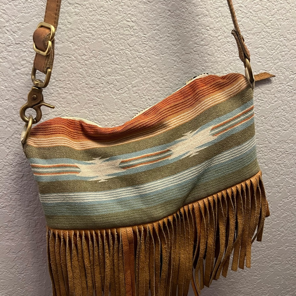 Bohemian Brown and Orange Fringe Shoulder Bag
